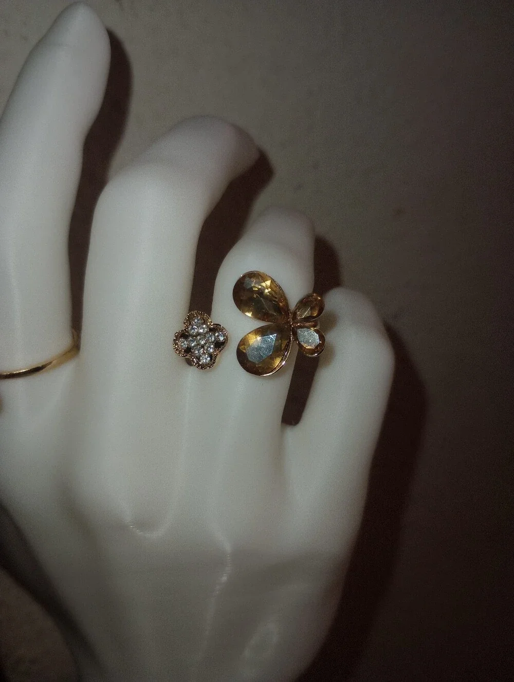 Gold Tone Butterfly Cuff Ring with Flower Accent- Pick One